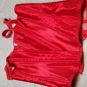 Beautiful satin red Frederick's of Hollywood corset L 8 10 12